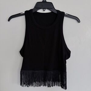 Black Fringe Crop Top